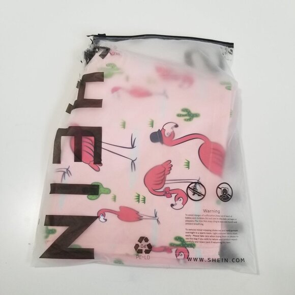 NEW SHEIN Men Flamingo Print Drawstring Waist‎ Swim Trunks SIze L Color Pink - Picture 8 of 8